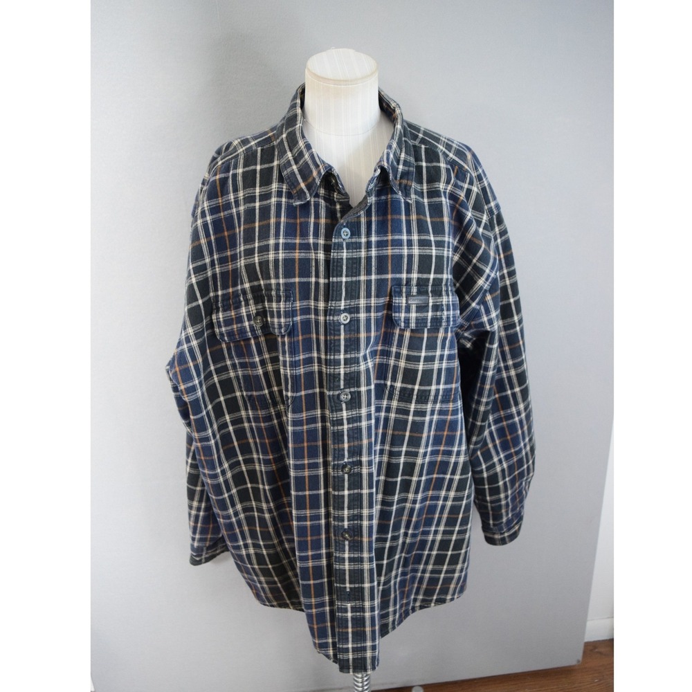 Carhartt Mens 2XL Youngstown Thermal Lined Flannel Shirt Jacket Blue Plaid